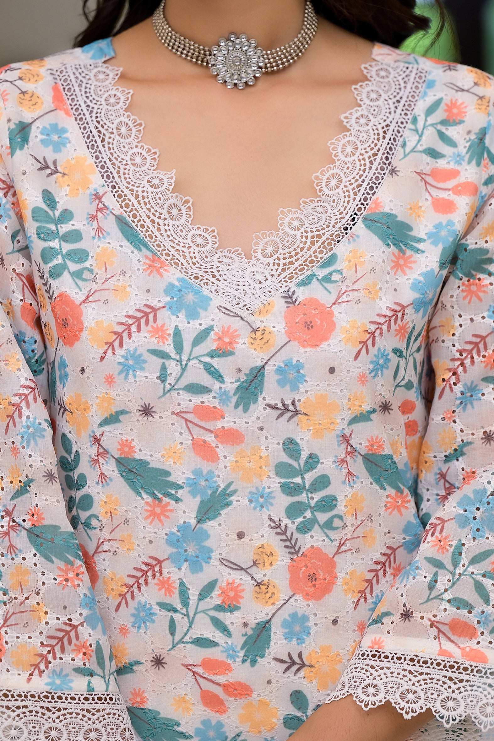 Multi Printed Schifili Kurta Pant Set