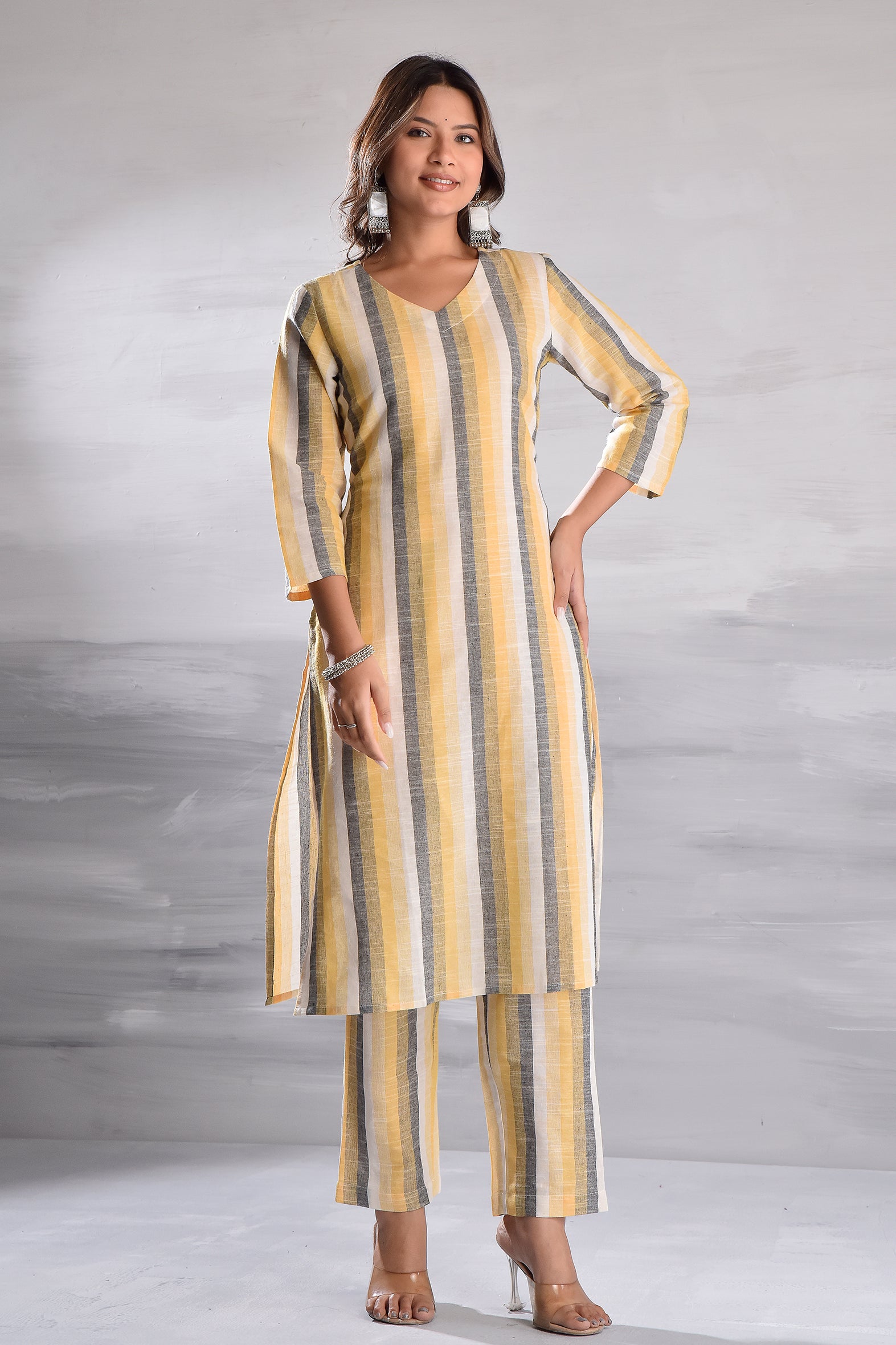 Yellow South Cotton Minimalist Ethnic Wear for Casual and Festive Occasions