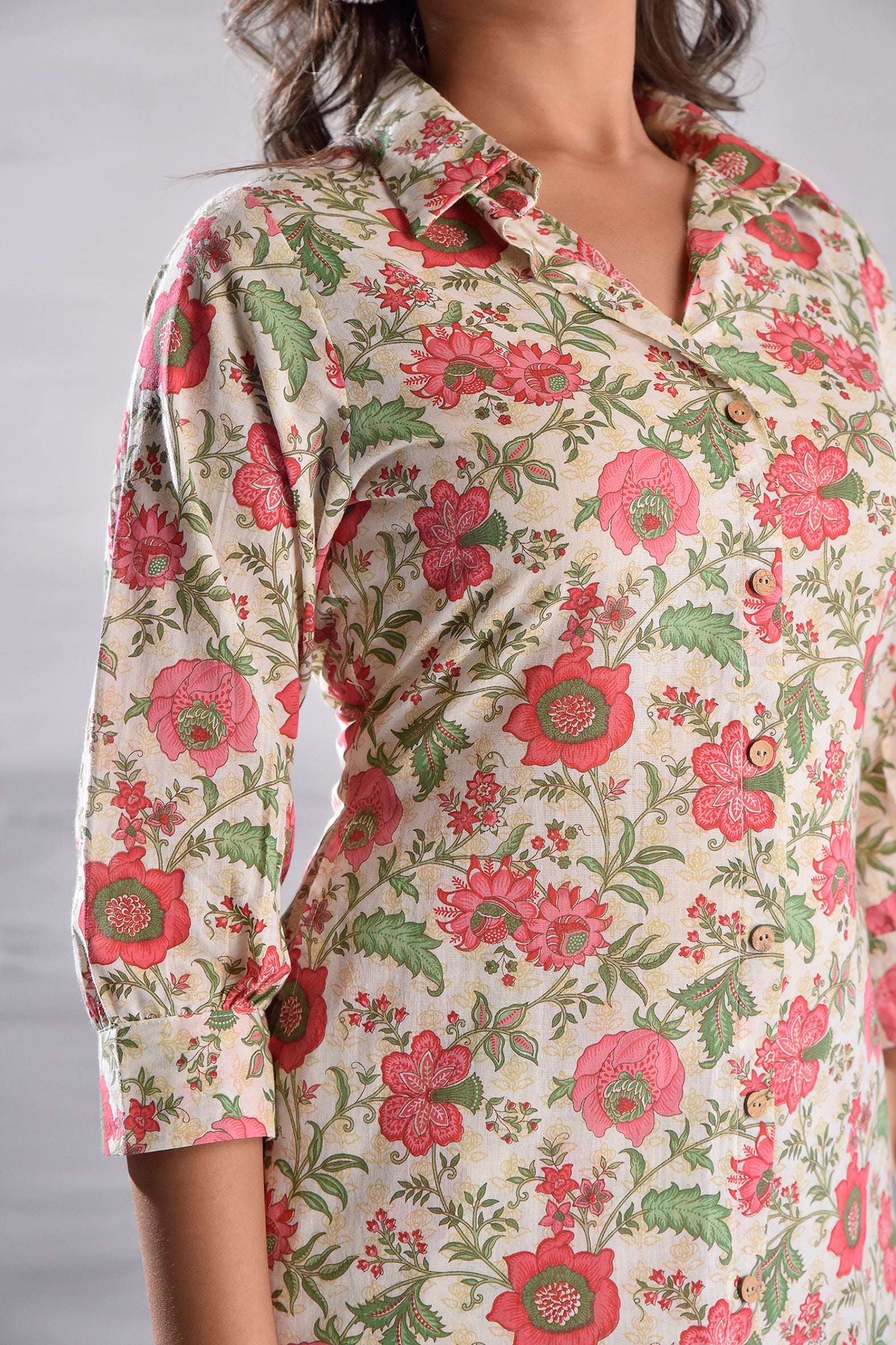 Off White Printed Cotton Co-ord Set