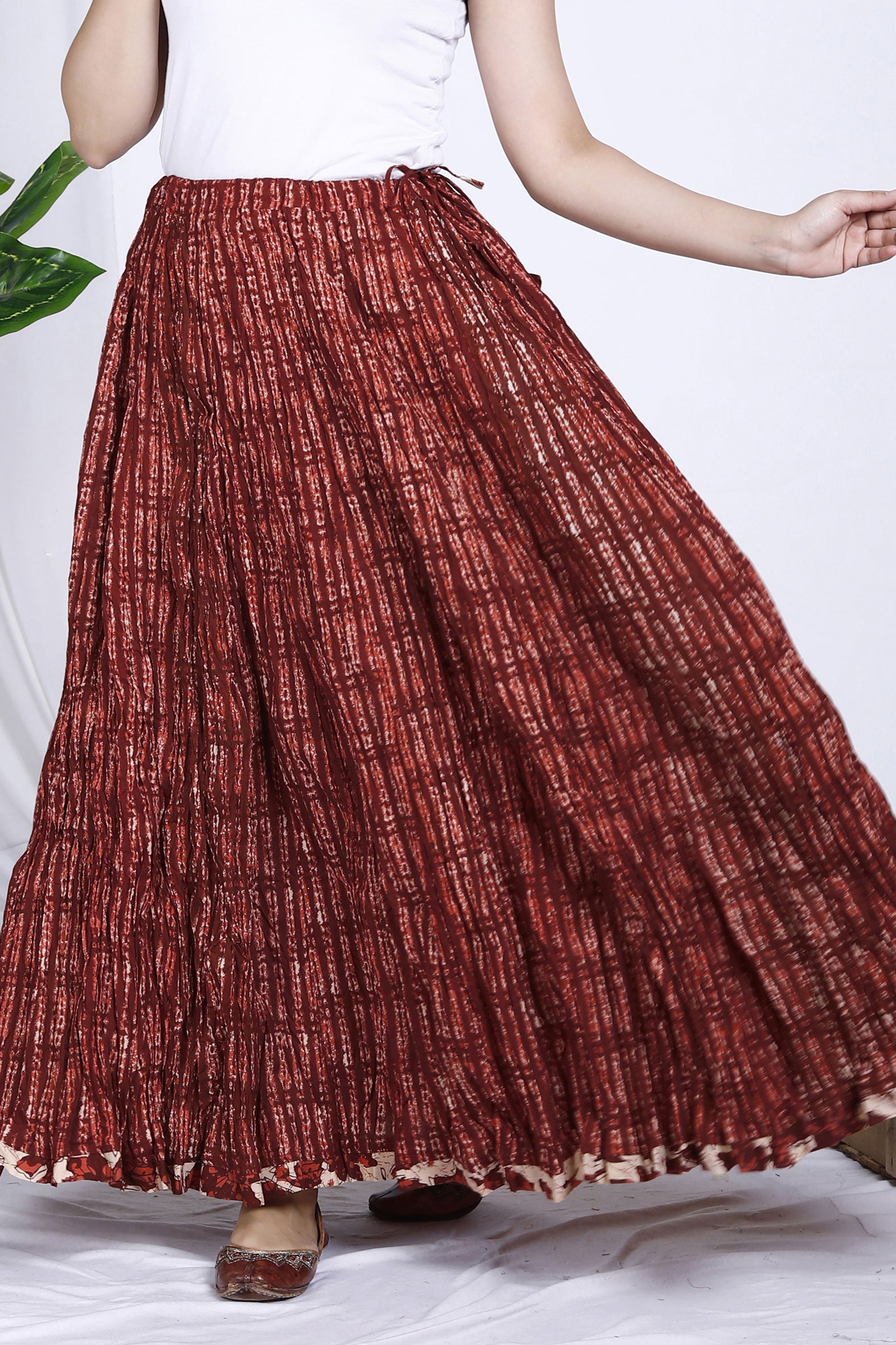 Maroon Jaal Printed Long Cotton Skirt