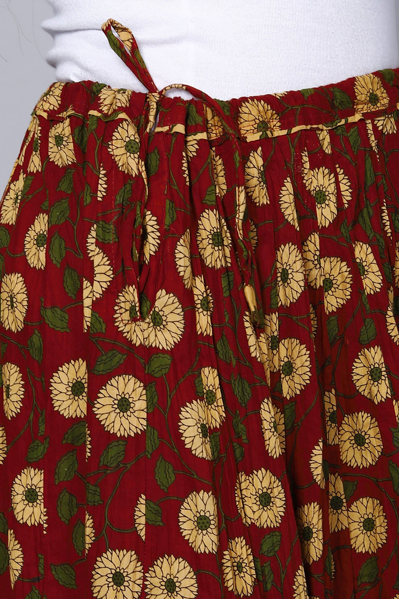 Red Jaal Printed Long Cotton Skirt