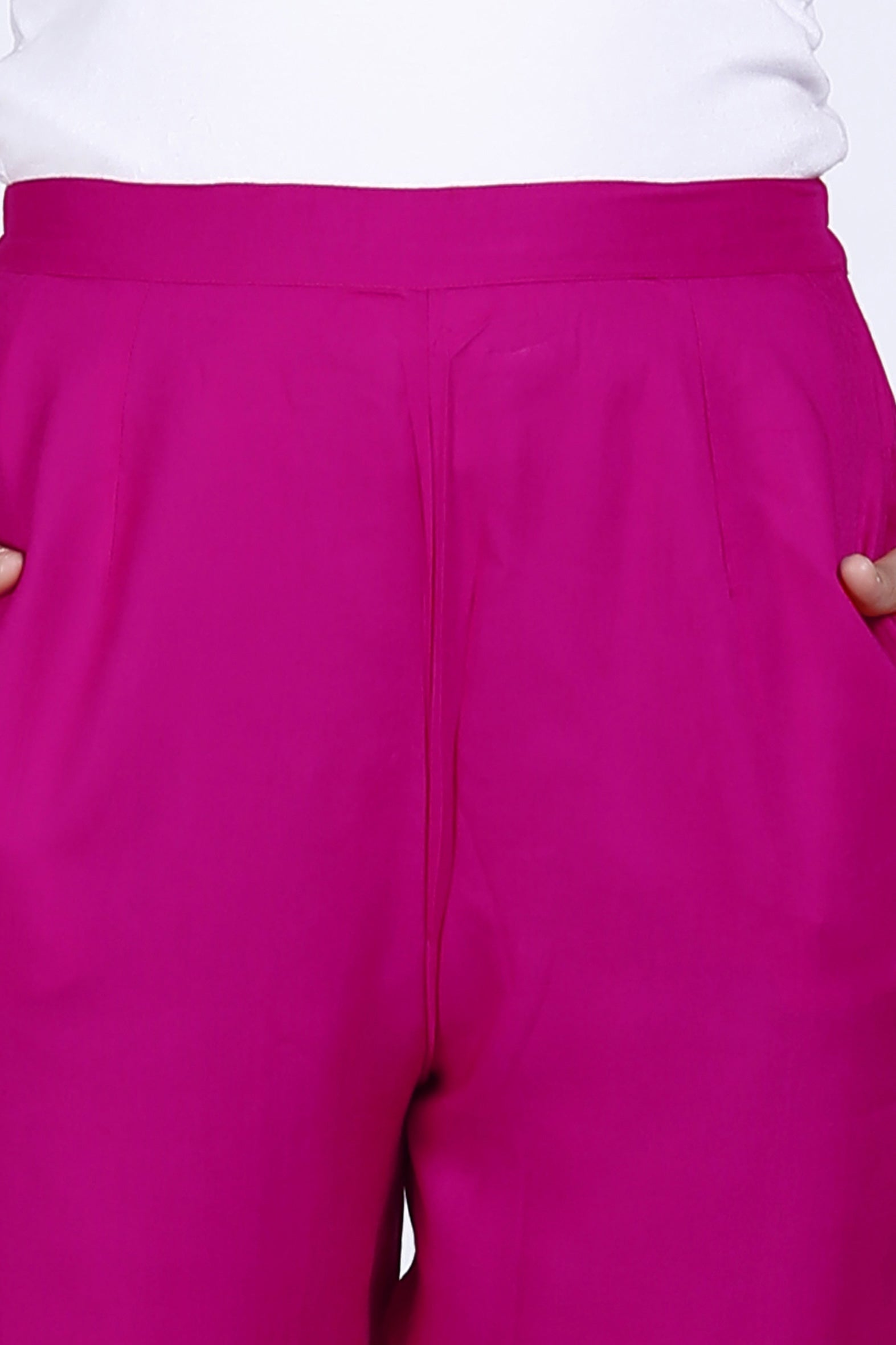 Pink Plain Rayon Pant