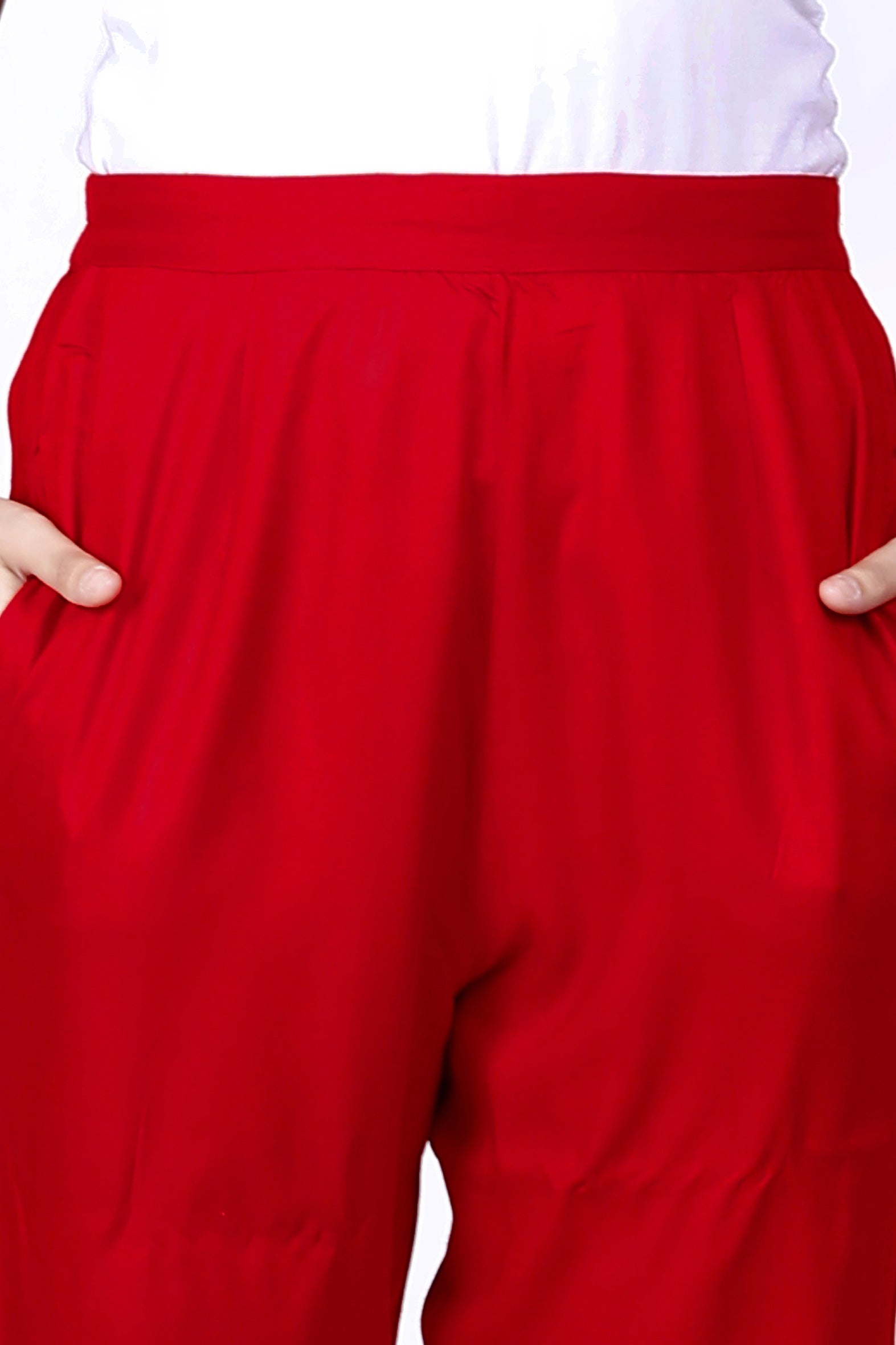 Red Plain Rayon Pant