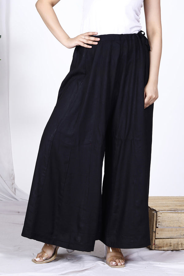 Black Plain Rayon Palazzo