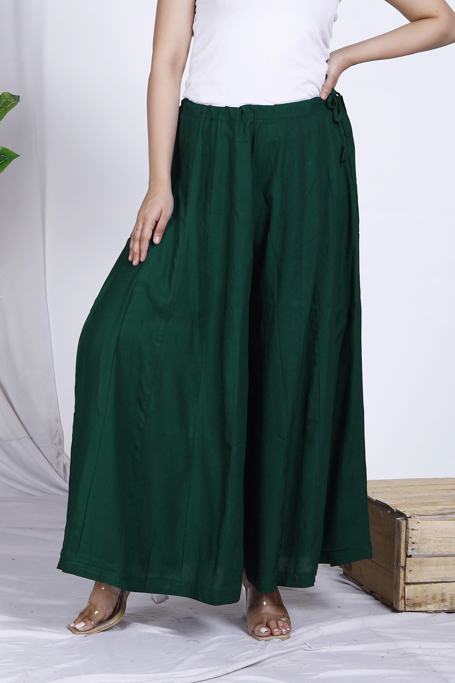 Green Plain Rayon Palazzo