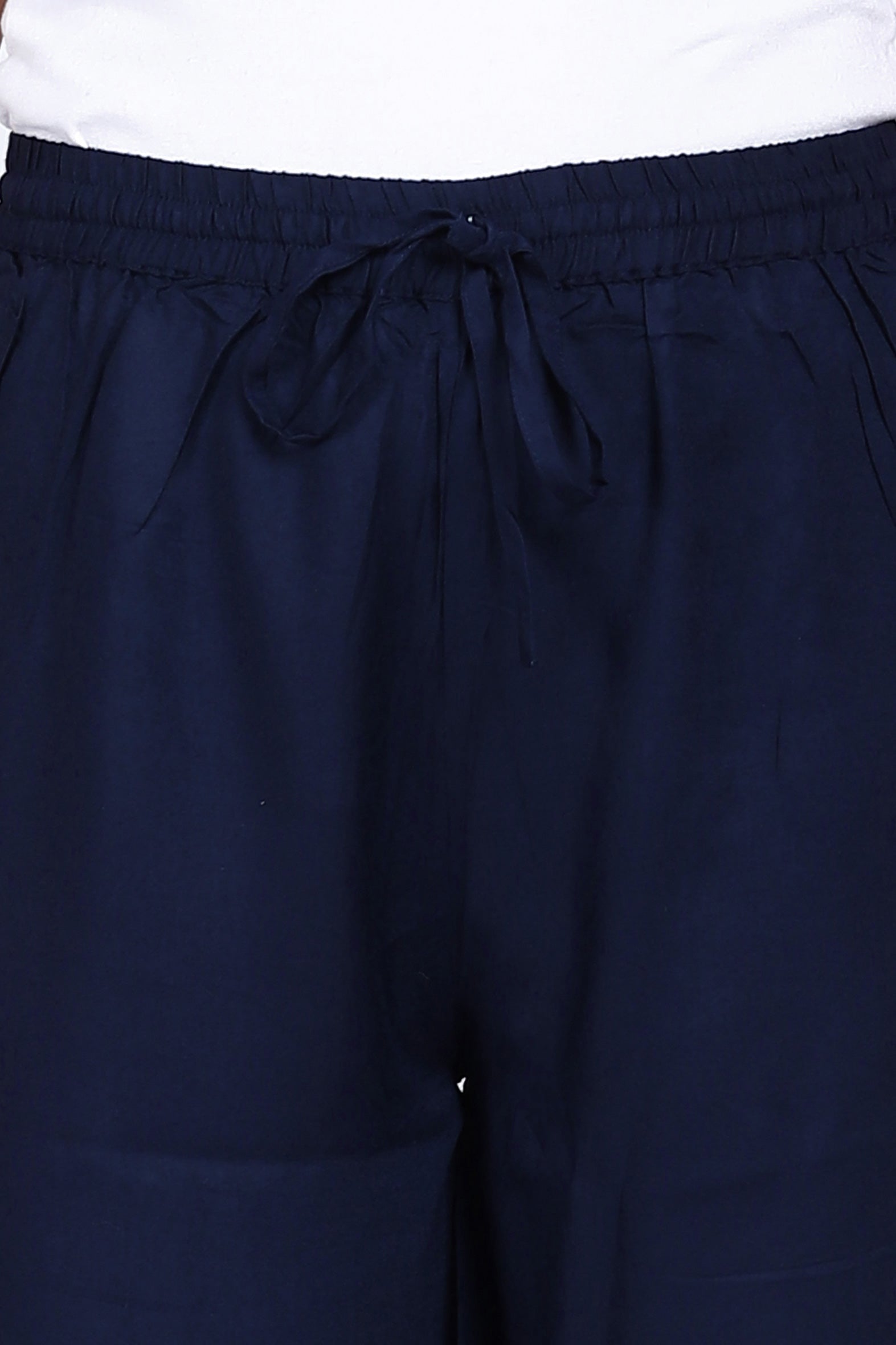 Navy Plain Rayon Palazzo