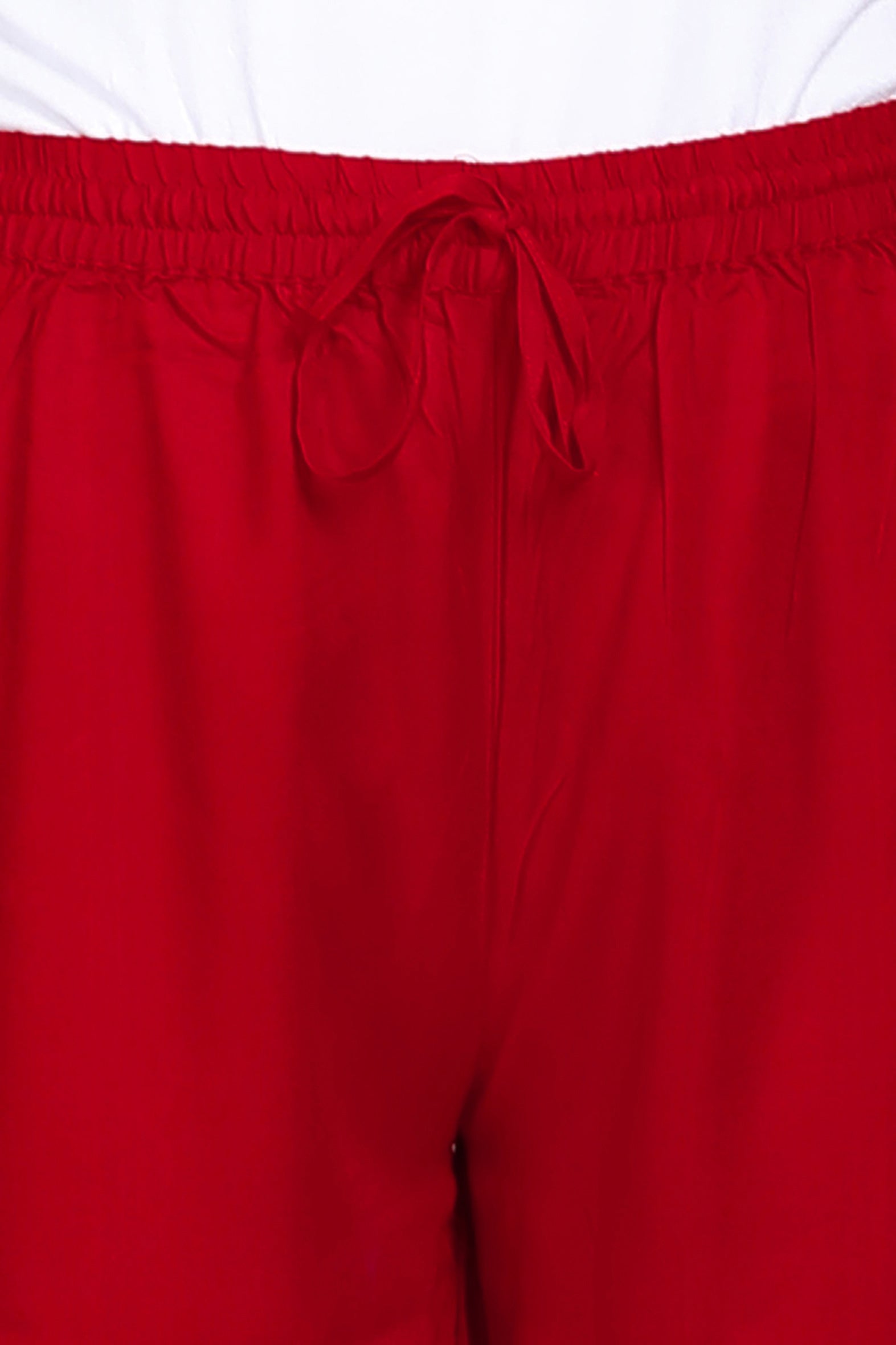 Red Plain Rayon Palazzo