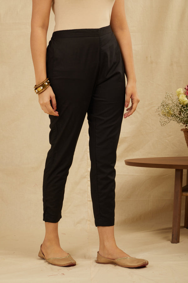 Black Plain Cotton Pant