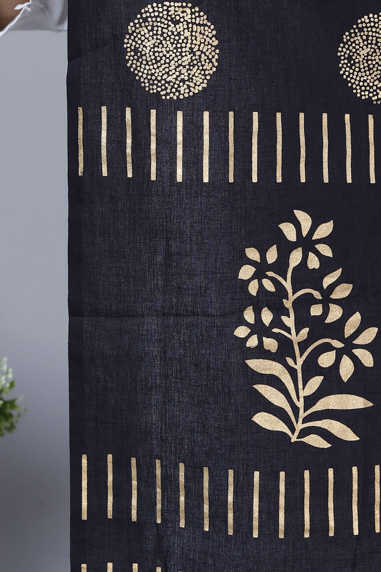 Black Hand Block Printed Cotton Dupatta