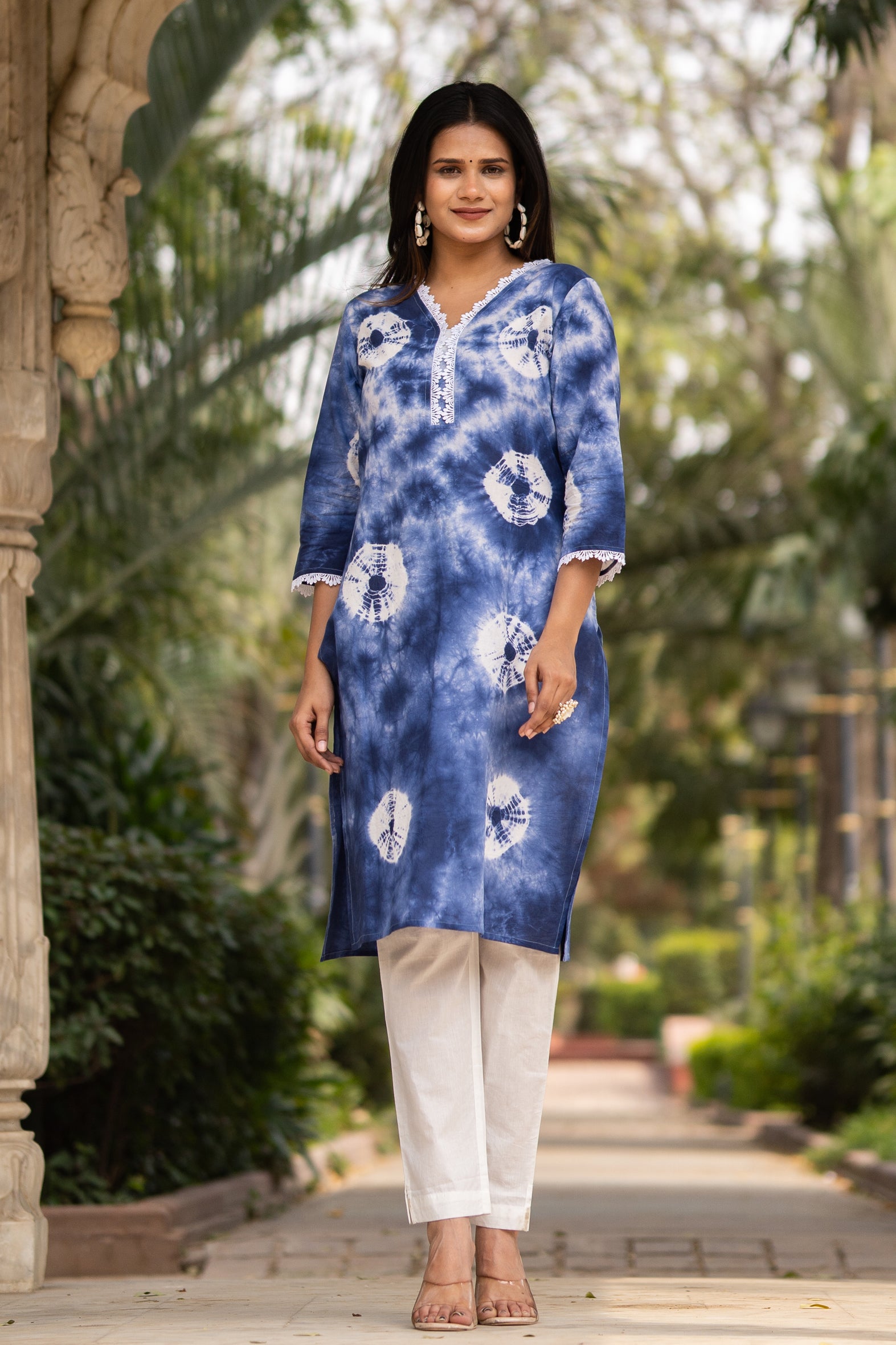 Blue Tie Dye Kurta with Pants - Set of 2