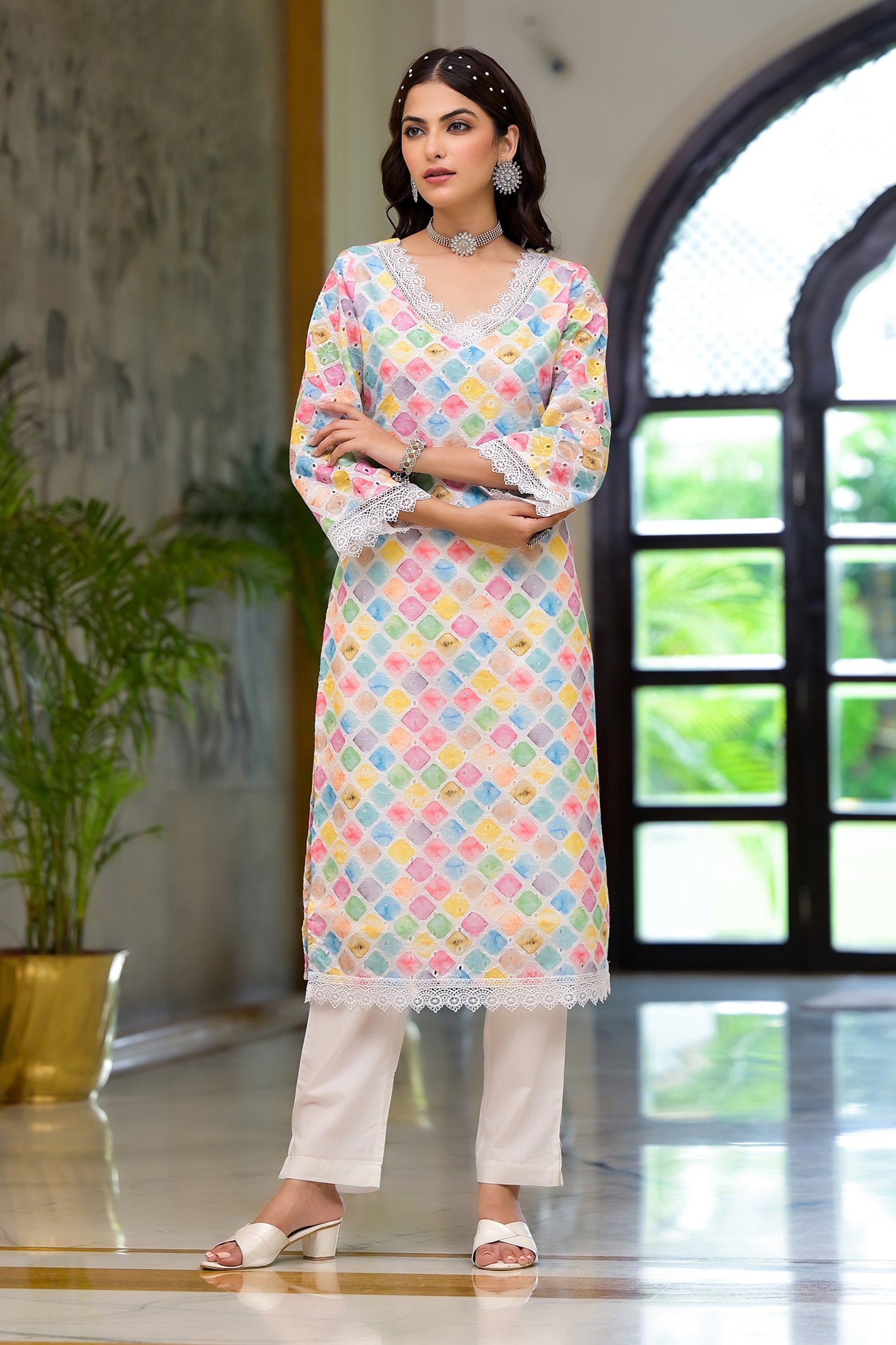 Multi Printed Schifili Kurta Pant Set