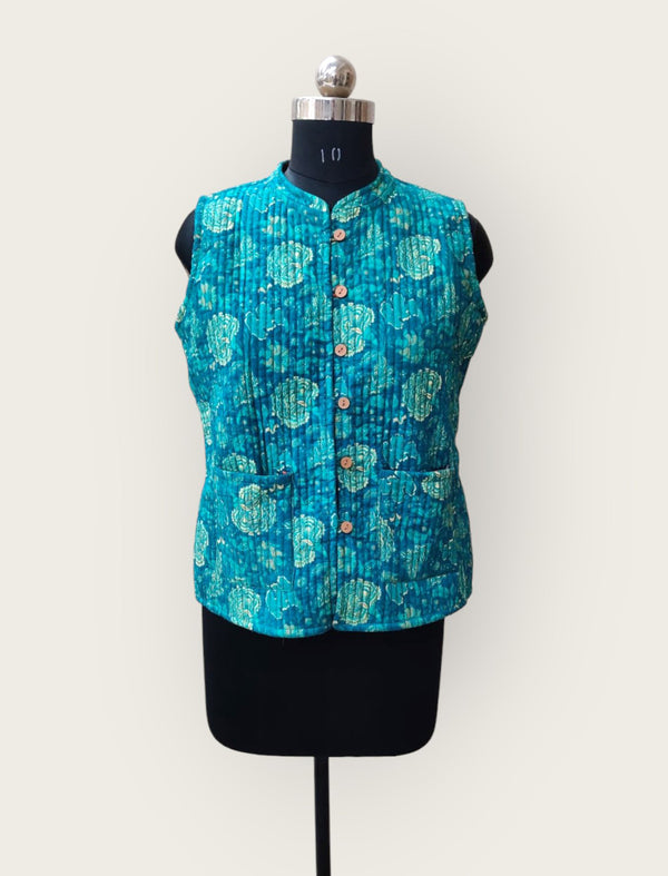 Cotton Quilted Printed Double Side Jacket For Women