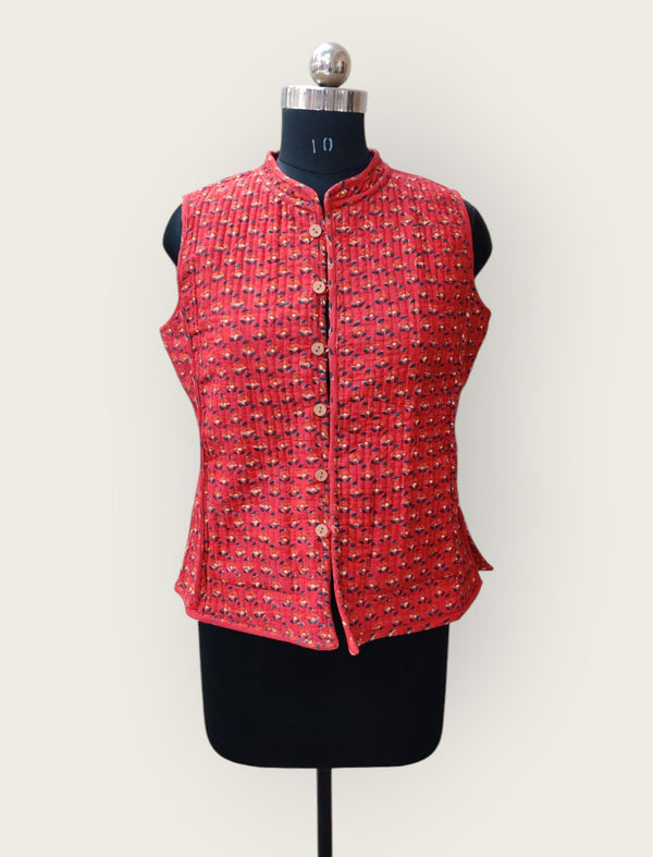 Cotton Quilted Printed Double Side Jacket For Women