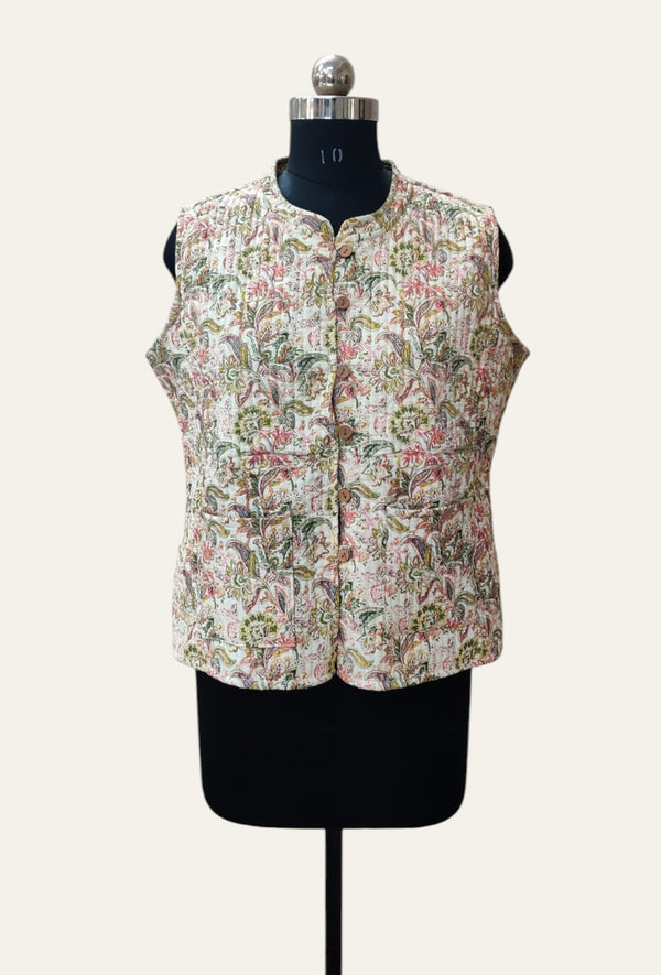 Cotton Quilted Printed Double Side Jacket For Women