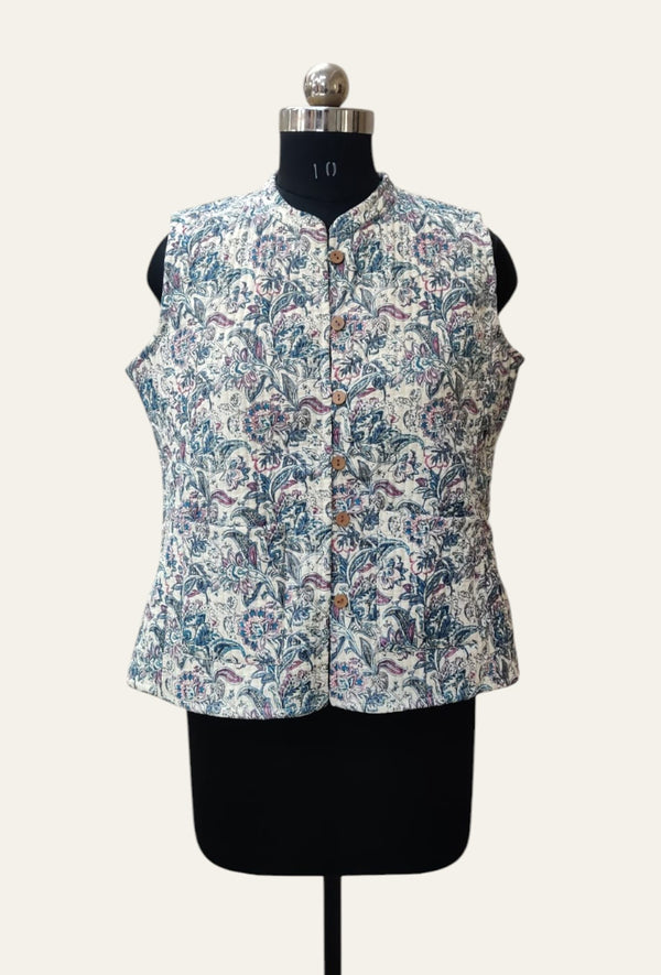 Cotton Quilted Printed Double Side Jacket For Women