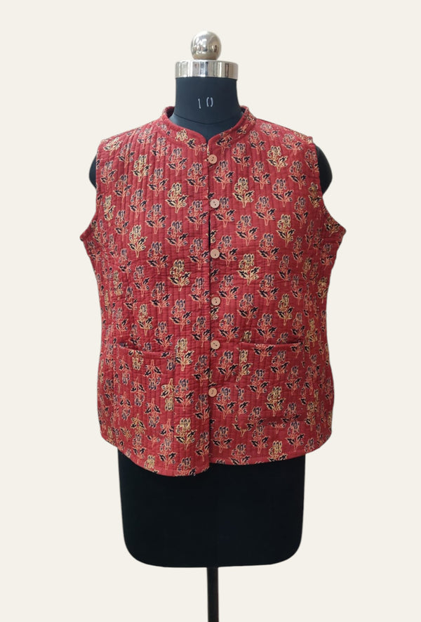 Cotton Quilted Printed Double Side Jacket For Women